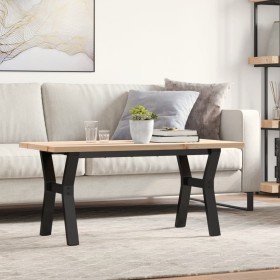 Mesa de centro marco Y madera maciza pino y acero 100x50x45,5cm en Mesas de comedor | Comprar online en Foru.es