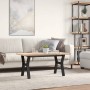 Mesa de centro marco Y madera maciza pino y acero 100x50x45,5cm en Mesas de comedor | Comprar online en Foru.es