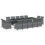 Set comedor jardín 15 pzas y cojines ratán sintético gris en Conjuntos de jardín | Comprar online en Foru.es