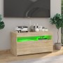 Mueble de TV con luces LED roble Sonoma 75x35x40 cm de vidaXL, Muebles TV - Ref: Foro24-804397, Precio: 47,01 €, Descuento: %