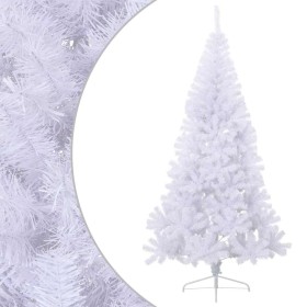 Medio árbol de Navidad artificial con soporte PVC blanco 180 cm en Decoración Festiva y Estacional | Comprar online en Foru.es