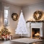 Medio árbol de Navidad artificial con soporte PVC blanco 180 cm en Decoración Festiva y Estacional | Comprar online en Foru.es