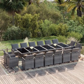 Set de comedor jardín 17 pzas con cojines ratán sintético gris en Conjuntos de jardín | Comprar online en Foru.es