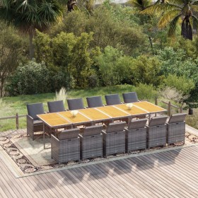 Set de comedor jardín 13 pzas con cojines ratán sintético gris en Conjuntos de jardín | Comprar online en Foru.es