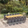 Set de comedor jardín 13 pzas con cojines ratán sintético gris en Conjuntos de jardín | Comprar online en Foru.es