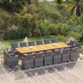 Set de comedor jardín 17 pzas con cojines ratán sintético gris en Conjuntos de jardín | Comprar online en Foru.es