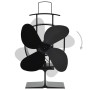 Ventilador de estufa accionado por calor 4 aspas negro de vidaXL, Ventiladores para chimeneas de leña - Ref: Foro24-51237, Pr...