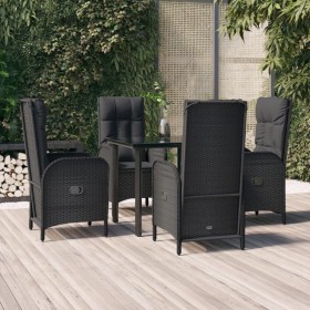 Set de muebles jardín 5 pzas con cojines ratán sintético negro en Conjuntos de jardín | Comprar online en Foru.es