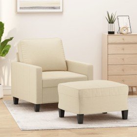 Sillón con taburete tela crema 60 cm en Sofás | Comprar online en Foru.es