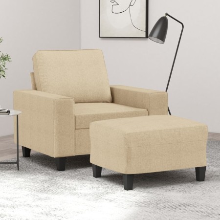 Sillón con taburete tela crema 60 cm en Sofás | Comprar online en Foru.es