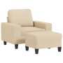 Sillón con taburete tela crema 60 cm en Sofás | Comprar online en Foru.es