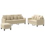 Juego de sofás con cojines 3 piezas tela crema en Sofás | Comprar online en Foru.es