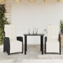 Set comedor de jardín 3 pzas con cojines ratán sintético negro en Conjuntos de jardín | Comprar online en Foru.es