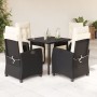 Set de muebles jardín 5 pzas con cojines ratán sintético negro en Conjuntos de jardín | Comprar online en Foru.es