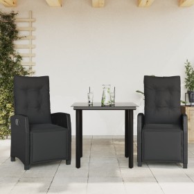 Set comedor de jardín 3 pzas con cojines ratán sintético negro en Conjuntos de jardín | Comprar online en Foru.es