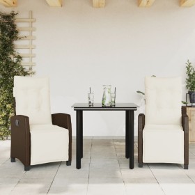 Set comedor de jardín 3 piezas y cojines ratán sintético marrón en Conjuntos de jardín | Comprar online en Foru.es