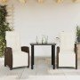 Set comedor de jardín 3 piezas y cojines ratán sintético marrón en Conjuntos de jardín | Comprar online en Foru.es