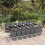 Set comedor jardín 15 pzas y cojines ratán sintético gris en Conjuntos de jardín | Comprar online en Foru.es