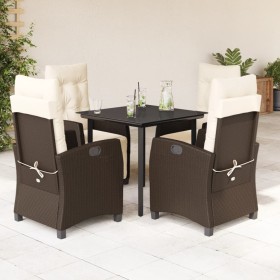 Set comedor de jardín 5 piezas y cojines ratán sintético marrón en Conjuntos de jardín | Comprar online en Foru.es