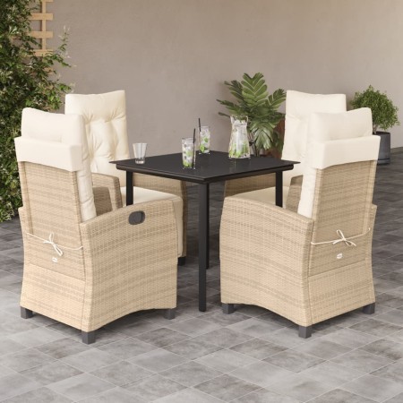 Set comedor de jardín 5 pzas con cojines ratán sintético beige en Conjuntos de jardín | Comprar online en Foru.es