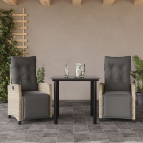 Set comedor de jardín 3 pzas cojines ratán sintético gris claro en Conjuntos de jardín | Comprar online en Foru.es