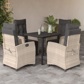 Set comedor de jardín 5 pzas cojines ratán sintético gris claro en Conjuntos de jardín | Comprar online en Foru.es