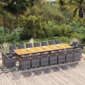 Set de comedor jardín 19 pzas con cojines ratán sintético gris en Conjuntos de jardín | Comprar online en Foru.es