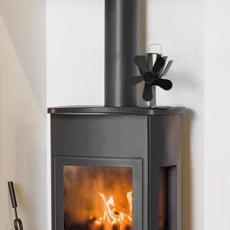 Ventilador de estufa accionado por calor 5 aspas negro de vidaXL, Ventiladores para chimeneas de leña - Ref: Foro24-51242, Pr...