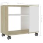 Mesa auxiliar de madera contrachapada blanco roble 70x35x55 cm en Mesas auxiliares | Comprar online en Foru.es