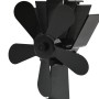 Ventilador de estufa accionado por calor 5 aspas negro de vidaXL, Ventiladores para chimeneas de leña - Ref: Foro24-51242, Pr...