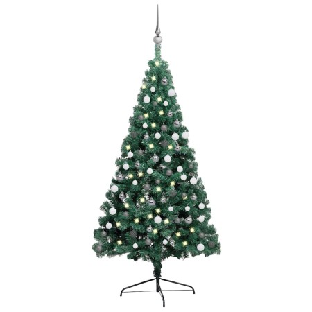 Medio árbol de Navidad con luces y bolas verde 180 cm en Decoración Festiva y Estacional | Comprar online en Foru.es