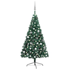 Medio árbol de Navidad con luces y bolas verde 240 cm en Decoración Festiva y Estacional | Comprar online en Foru.es