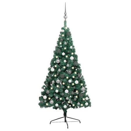 Medio árbol de Navidad con luces y bolas verde 240 cm en Decoración Festiva y Estacional | Comprar online en Foru.es