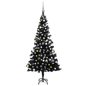 Árbol de Navidad preiluminado con luces y bolas negro 150 cm en Decoración Festiva y Estacional | Comprar online en Foru.es