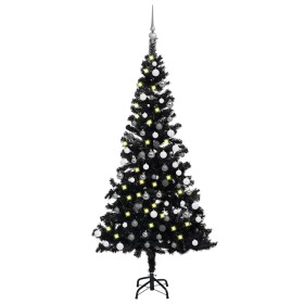 Árbol de Navidad preiluminado con luces y bolas negro 180 cm en Decoración Festiva y Estacional | Comprar online en Foru.es