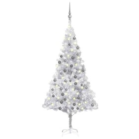 Árbol de Navidad preiluminado con luces y bolas plateado 180 cm en Decoración Festiva y Estacional | Comprar online en Foru.es