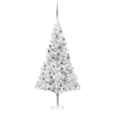 Árbol de Navidad preiluminado con luces y bolas plateado 180 cm en Decoración Festiva y Estacional | Comprar online en Foru.es