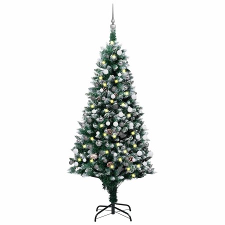 Árbol de Navidad helado con luces, bolas y piñas 150 cm en Decoración Festiva y Estacional | Comprar online en Foru.es
