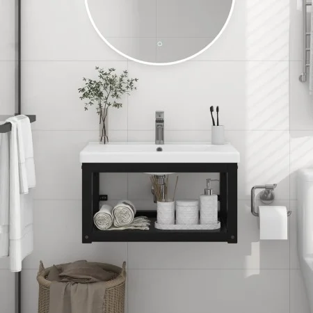 Estructura de lavabo suspendido hierro negro 59x38x31 cm de vidaXL, Tocadores de baño - Ref: Foro24-338494, Precio: 58,52 €, ...