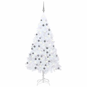 Árbol de Navidad preiluminado con luces y bolas blanco 120 cm en Decoración Festiva y Estacional | Comprar online en Foru.es