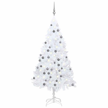Árbol de Navidad preiluminado con luces y bolas blanco 120 cm en Decoración Festiva y Estacional | Comprar online en Foru.es