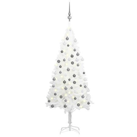 Árbol de Navidad preiluminado con luces y bolas blanco 120 cm en Decoración Festiva y Estacional | Comprar online en Foru.es
