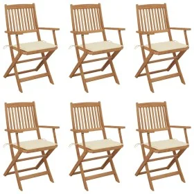 6 pcs folding garden chairs and solid acacia wood cushions by vidaXL, Garden chairs - Ref: Foro24-3065463, Price: 322,31 €, D...