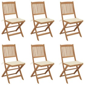 Sillas de jardín plegables 6 uds y cojines madera maciza acacia de vidaXL, Sillas de jardín - Ref: Foro24-3074996, Precio: 30...