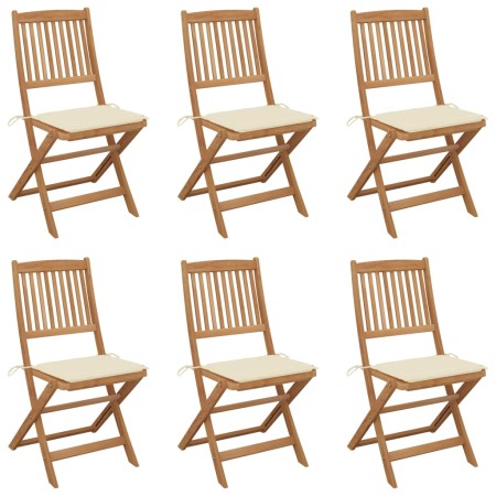 Sillas de jardín plegables 6 uds y cojines madera maciza acacia de vidaXL, Sillas de jardín - Ref: Foro24-3074996, Precio: 30...
