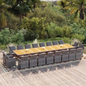 Set de comedor jardín 21 pzas con cojines ratán sintético gris en Conjuntos de jardín | Comprar online en Foru.es