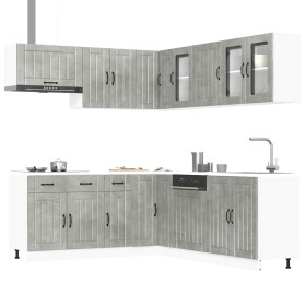 Mueble cocina Lucca gris hormigón 11 pzas madera contrachapada en Armarios de cocina | Comprar online en Foru.es