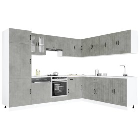 Mueble cocina Lucca gris hormigón 14 pzas madera contrachapada en Armarios de cocina | Comprar online en Foru.es