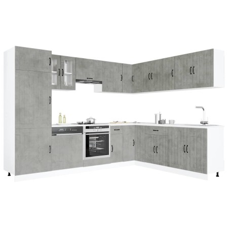 Mueble cocina Lucca gris hormigón 14 pzas madera contrachapada en Armarios de cocina | Comprar online en Foru.es