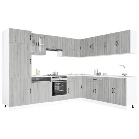 Mueble cocina Lucca sonoma gris 14 pzas madera contrachapada en Armarios de cocina | Comprar online en Foru.es